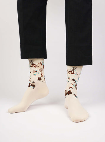 Winterlandschaft mit Schlittschuhläufern