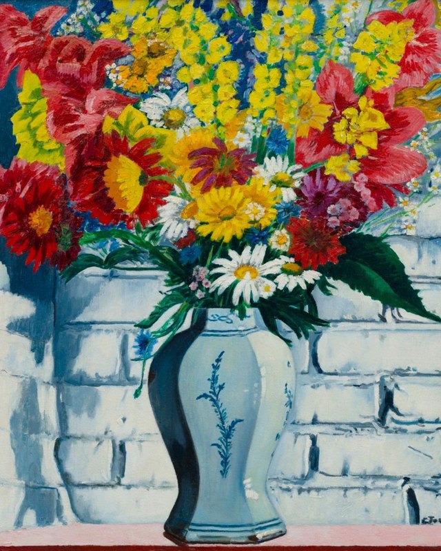 Vase de fleurs contre un mur, 1951. Collection du musée MORE.
