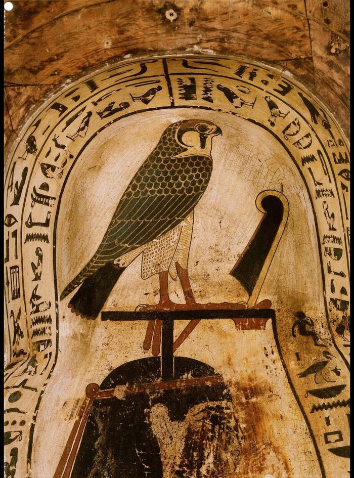 The falcon on its standard, inside the sarcophagus.